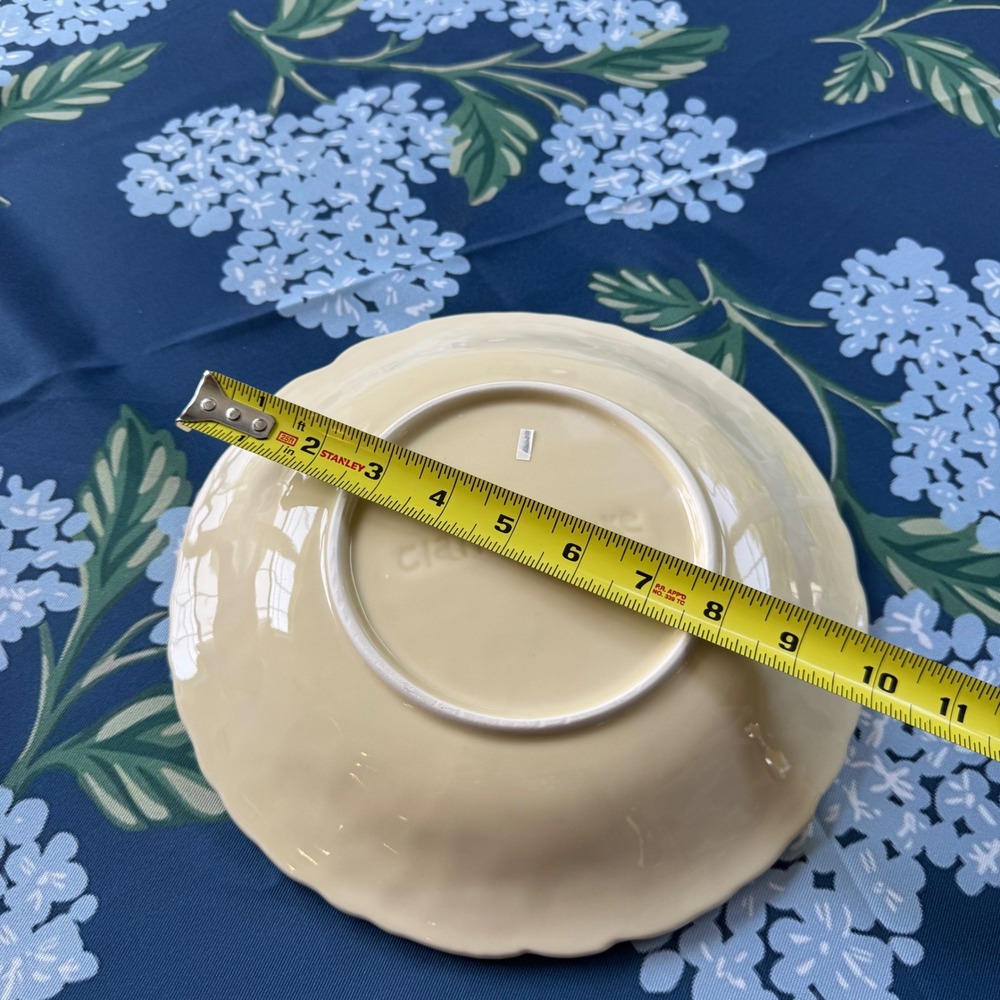 Claire Burke Ceramic Fruit Embossed Serving Bowl Cream Scalloped 10.5 Inch - Picture 6 of 6